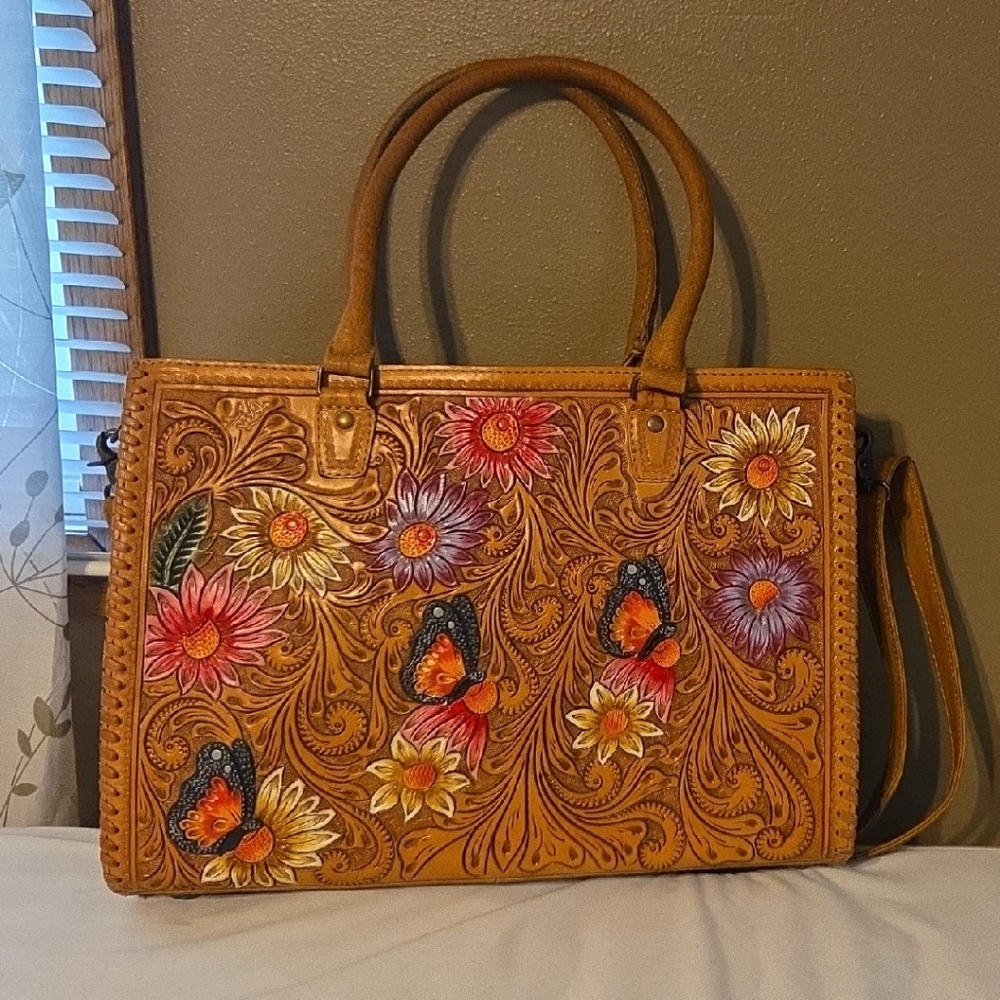 American Darling Brown and Red Floral Tote